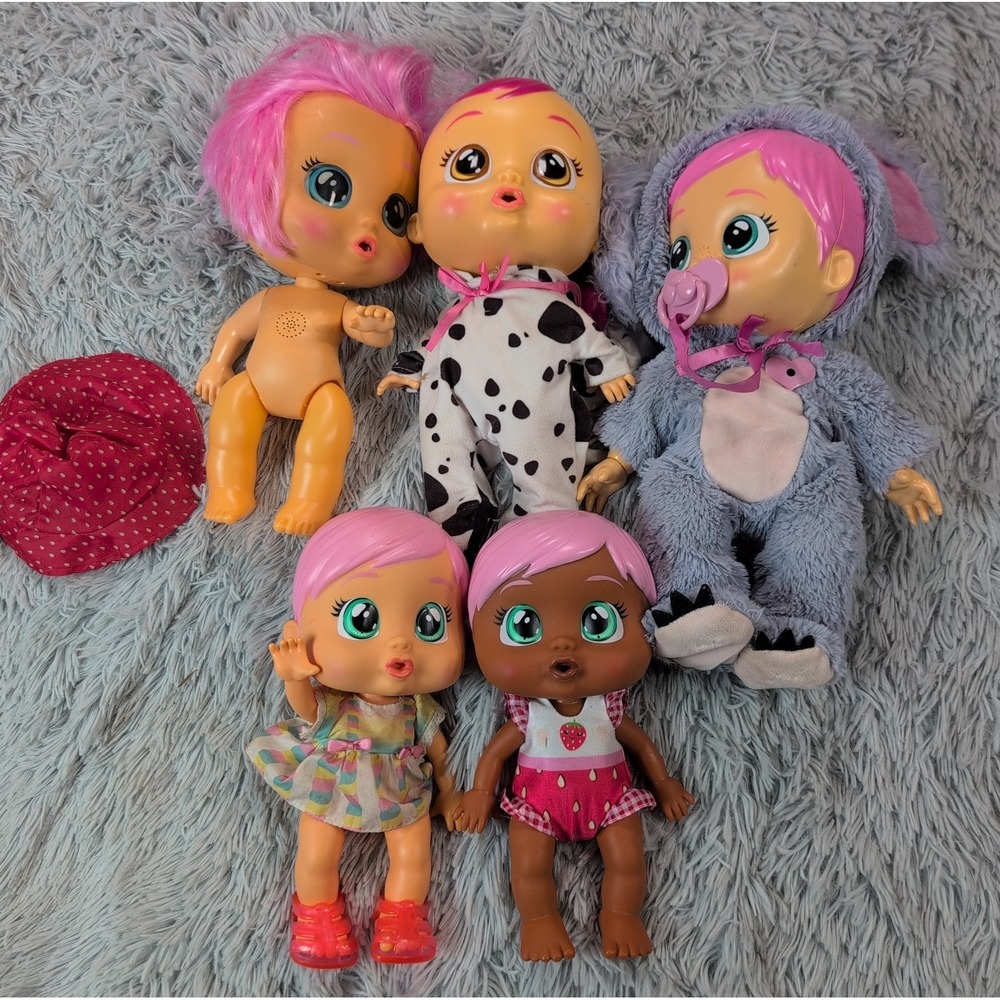 Lot of Five Assorted Baby Dolls 12'' - 10'' Dolls Moveable Arms Legs Play